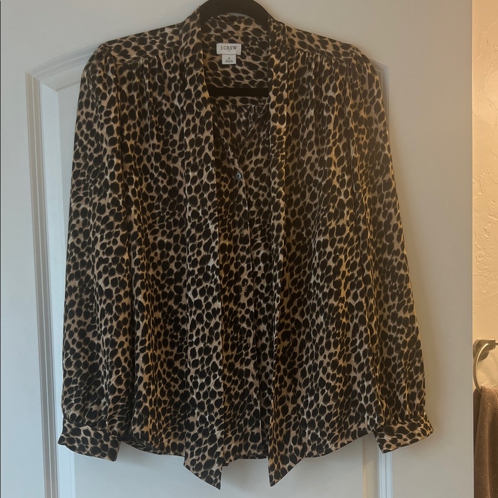 J. Crew Animal Print Long Sleeve Blouse